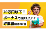 20万円以下!ボーナスで投資したい?好業績期待株7選