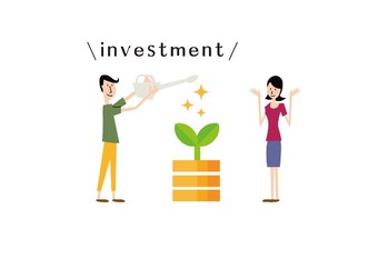 お金に水をやる男女