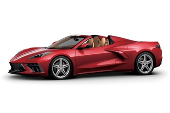 深い艶めきを放つレッドミストのボディカラーとスターリングシルバーのストライプを纏ったシボレー・コルベットの日本限定モデルが登場