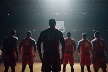 Dominating the court: Professional basketball player entering the game