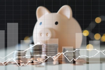 close up of rows coins for finance and banking concept and banking concept