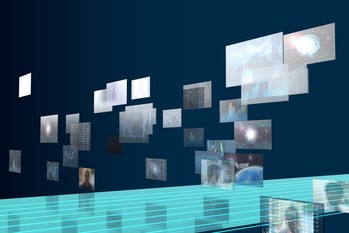 仮想空間に浮かぶ複数のスクリーン