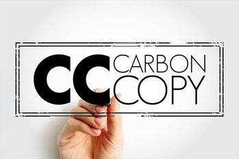 CC - Carbon Copy is a copy of a note sent to an addressee other than the main addressee