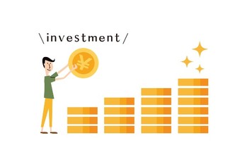 コインを積み上げる人