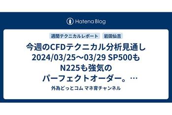 今週のCFDテクニカル分析見通し 2024/03/25〜03/29 SP500もN225も強気のパーフェクトオーダー。上昇トレンド継続