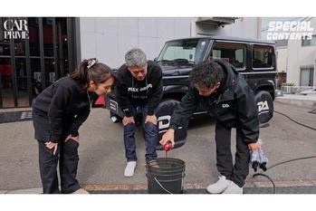 織戸学 と 織戸茉彩 が親子で話題のカーシャンプーとコーティング剤”DETAIL ARTIST”を編集部の艶を失ったジムニーを使っていまむーさんと洗車で実験！