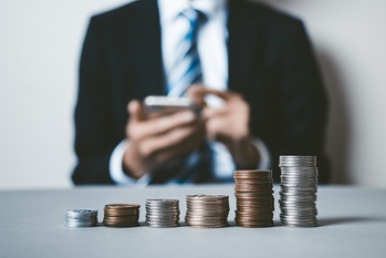 ビジネスマン,取引,小銭