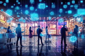 Person doing online shopping on the internet. Generative AI