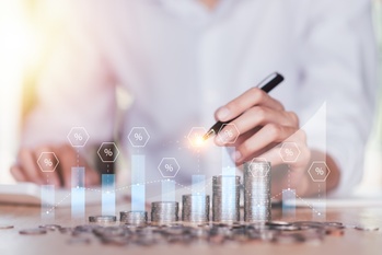 concept of interest rates and dividends,financial interest rate growth chart