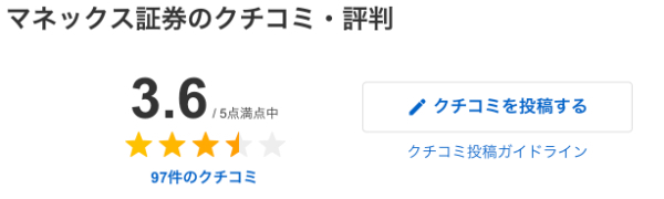 Yahoo!ファイナンス マネックス証券のクチコミ・評判