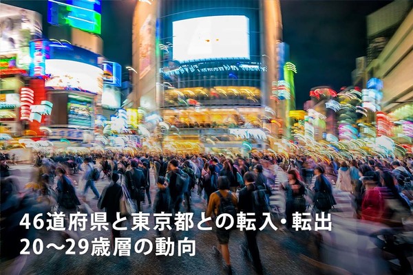 46道府県と東京都との転入・転出／20～29歳層の動向