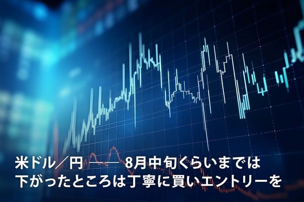 米ドル／円 ―― 8月中旬くらいまでは下がったところは丁寧に買いエントリーを