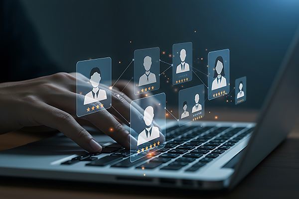 ラップトップ上の評価システムを備えたユーザープロファイルのデジタルネットワークへのオンライン接続