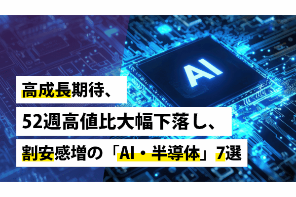 高成長期待、52週高値比大幅下落し、割安感増の「AI・半導体」7選