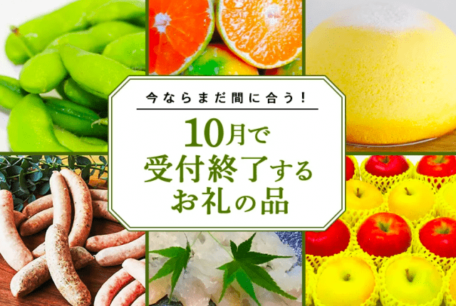 今ならまだ間に合う! 10月で受付終了するお礼の品(月替わりのタイミングでコンテンツ更新される)