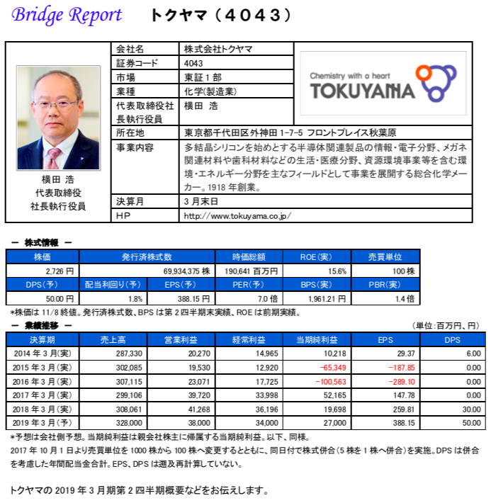 ブリッジレポート 株式会社トクヤマ(4043)