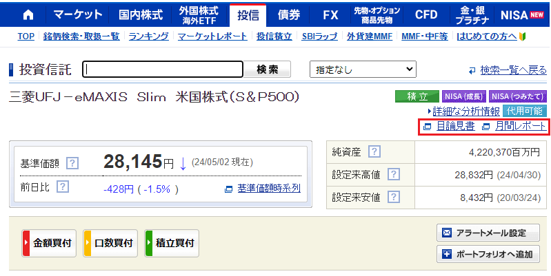 eMAXIS Slim 米国株式（S＆P500）